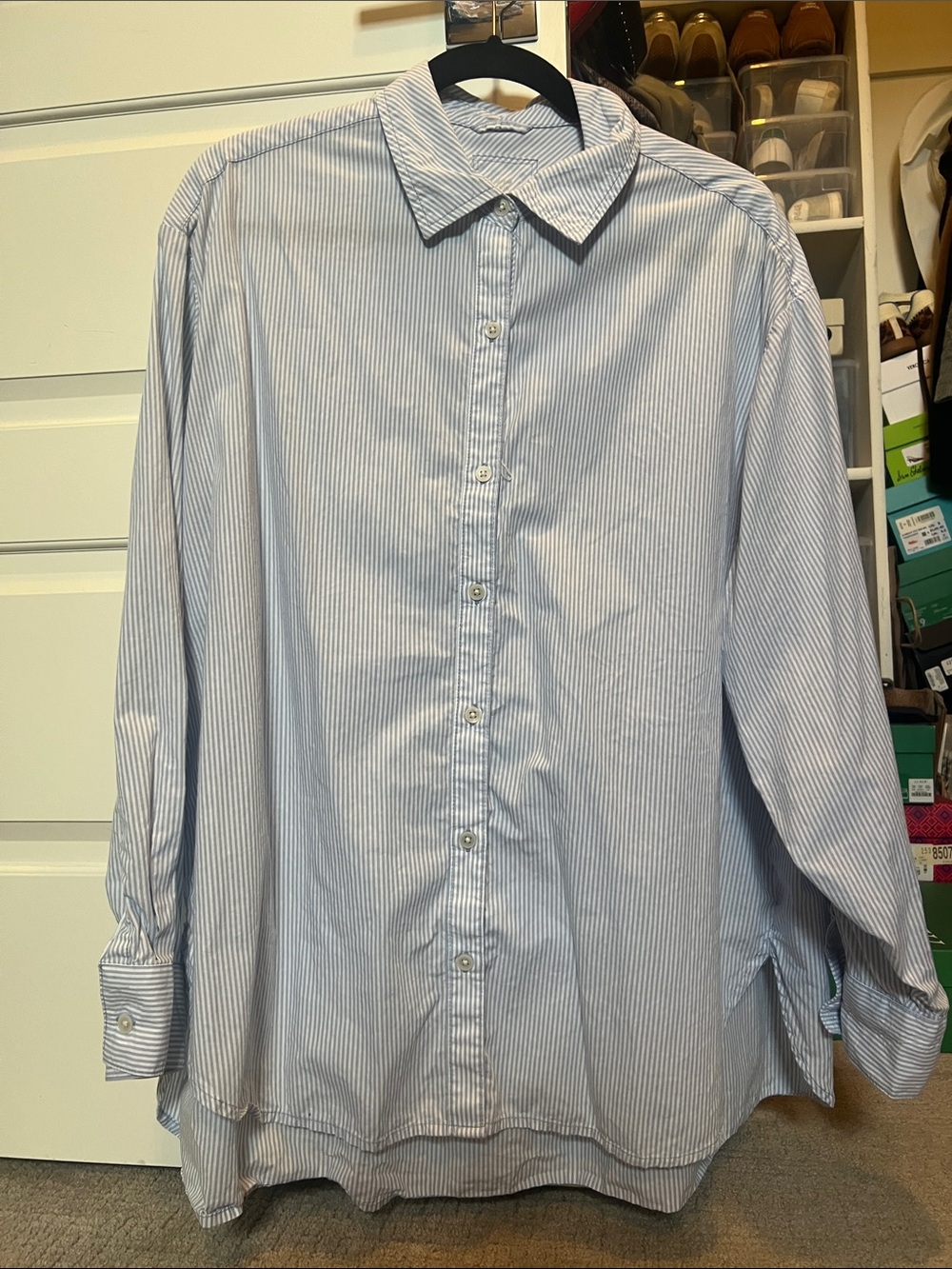 Women’s Blue & White Pinstripe Shirt